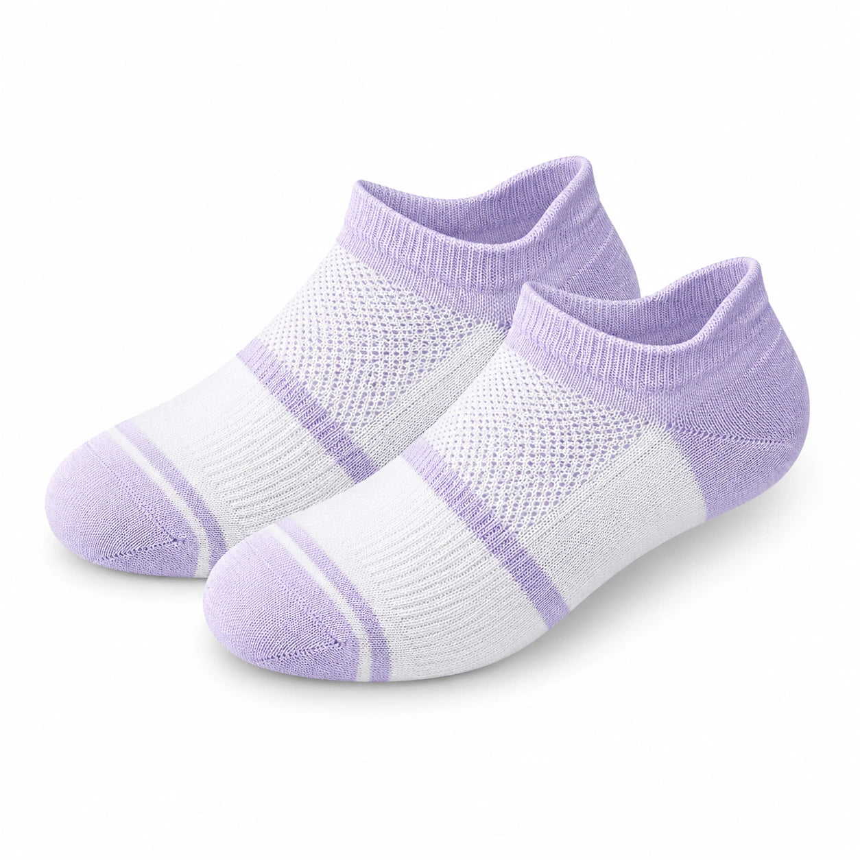 Chaussettes basses 35-38 en maille blanc/lilas respirantes style sportif