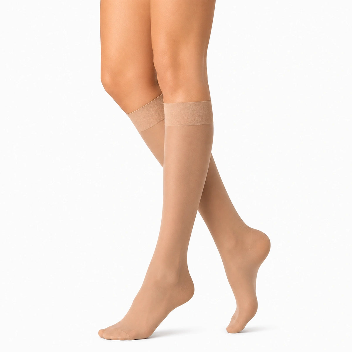 Chaussettes mi-bas femme 39-42 beige en maille extensible transparente