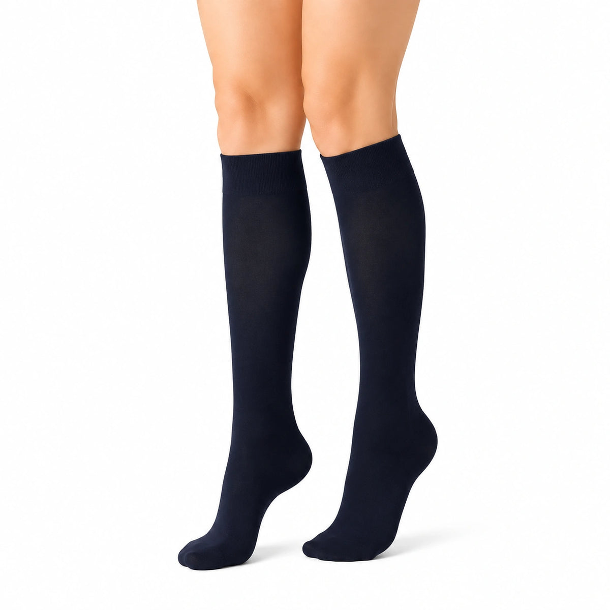 Chaussettes hautes 39-42 en maille bleu marine style uni