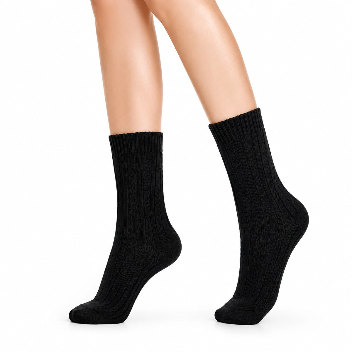 Chaussettes 39-42 en maille noire à côtes style classique