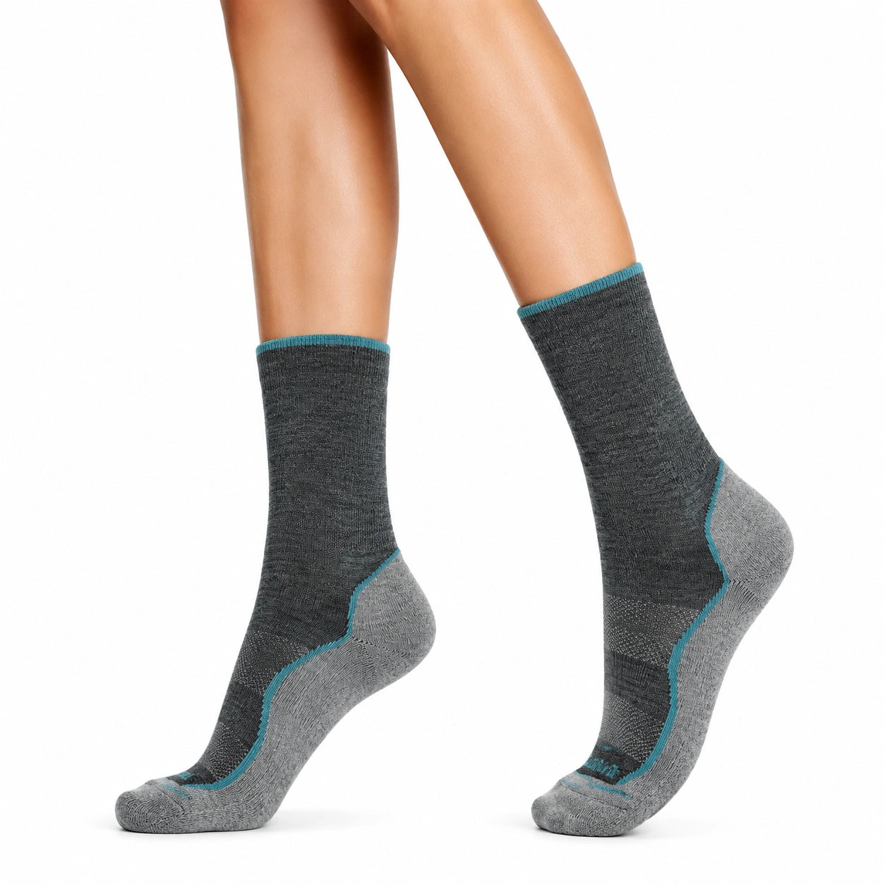 Chaussettes mi-mollet 43-46 en maille gris anthracite gris clair et turquoise - maintien quotidien