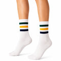 Chaussettes mi-mollet 35-38 blanches en textile côtelé à rayures pour usage quotidien