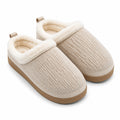 Chaussons 38/39 en textile côtelé beige à doublure douce pour intérieur