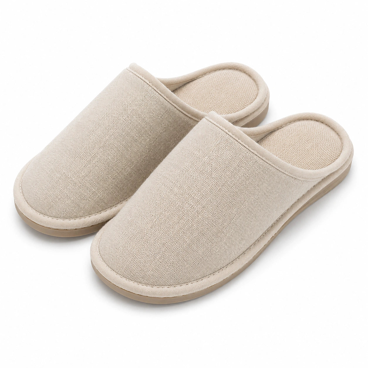 Chaussons d'intérieur taille 40/41 en textile beige à enfiler semelle souple